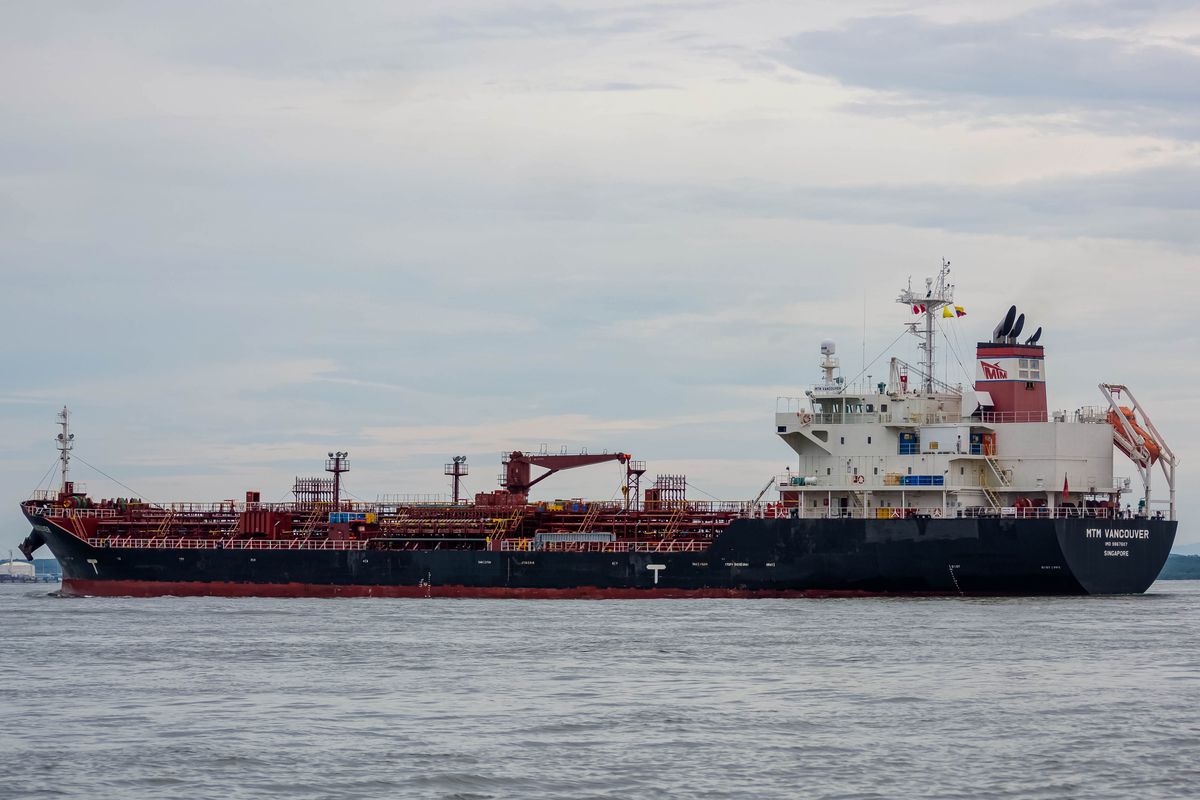 Oil tanker underway at sea